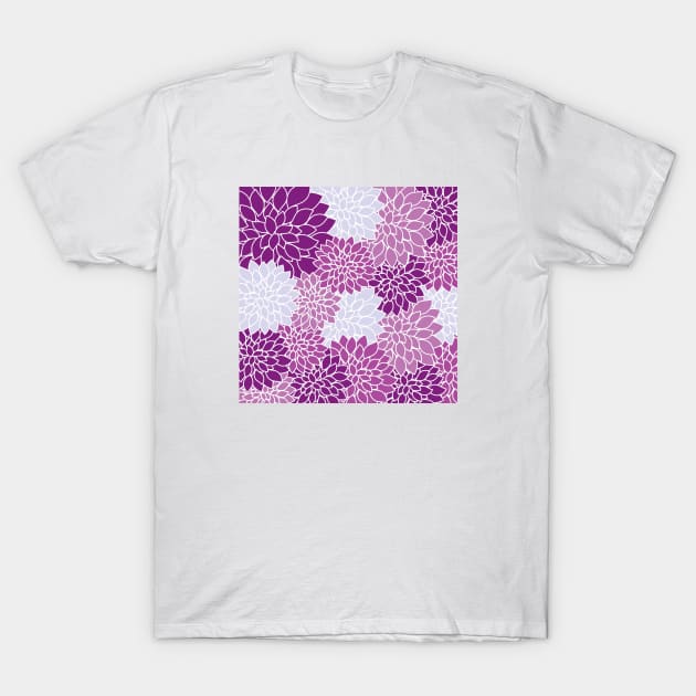 Purple Floral Pattern T-Shirt by FloralPatterns